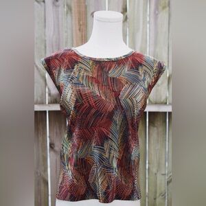 Vintage Patterned Sleeveless Blouse